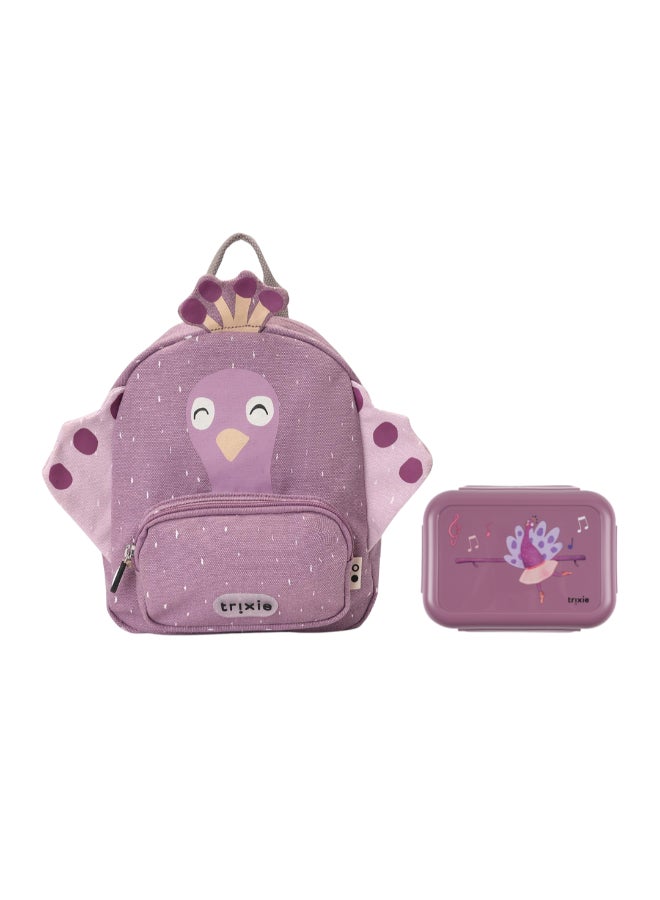 Trixie Starter Set - Backpack Regular + Leakproof Lunch Box With Clips - Mrs. Peacock - Image 1