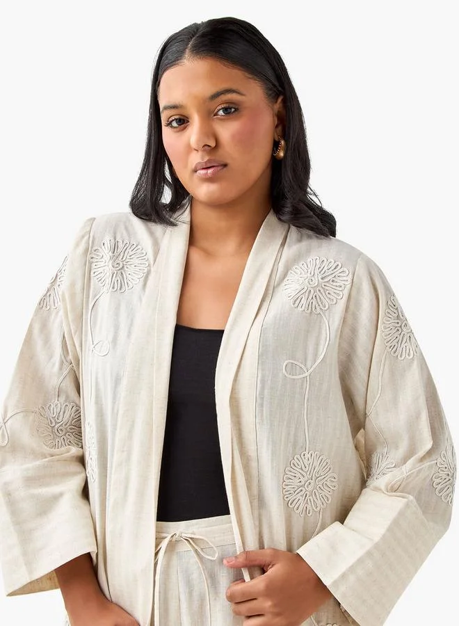 أولا بوبكن شال طويل بتفاصيل مطرزة من أولا بوبكن بمقاس كبير