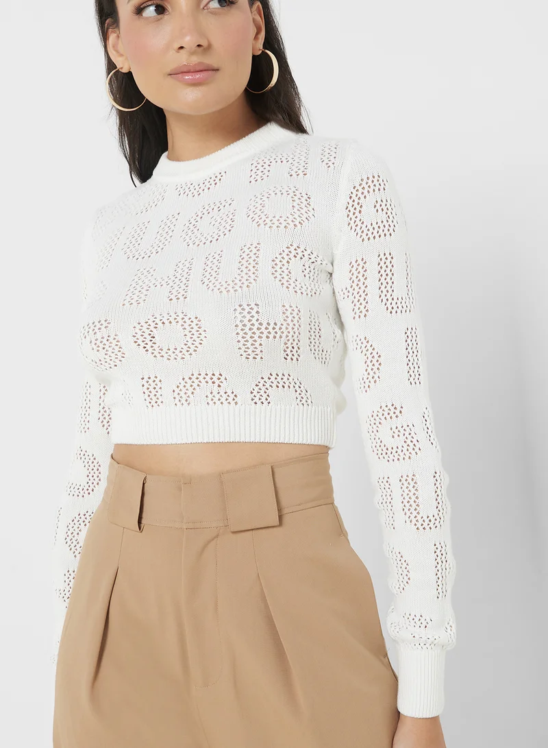 هوجو Logo Graphic Crew Neck Top