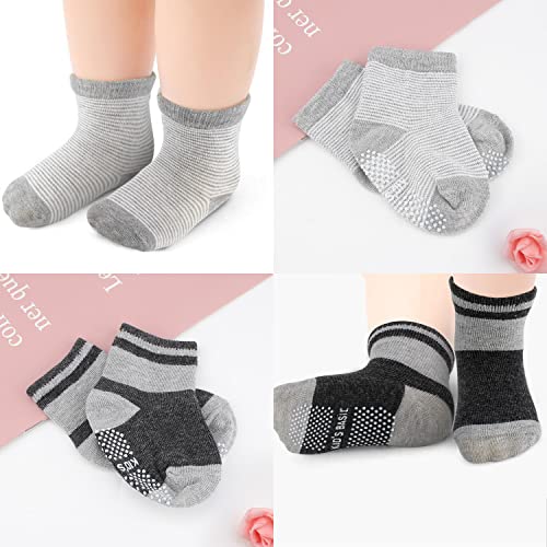 SuPoo Baby Boy Socks, 12 Pairs Non Slip Toddler Socks Cotton Grip Socks Toddler Socks with Grippers for Baby Boy Infant - Image 3