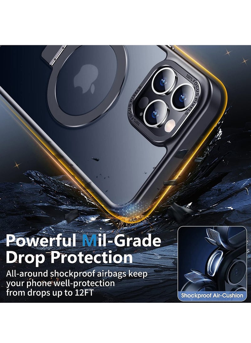 Concretization iPhone 13 Pro Max MagSafe Case with Magnetic Invisible Stand,【Full Shockproof Protection】Matte Back Phone Cover with Magnet Kickstand for Apple 13 Pro Max (2021)(Black) - Image 3