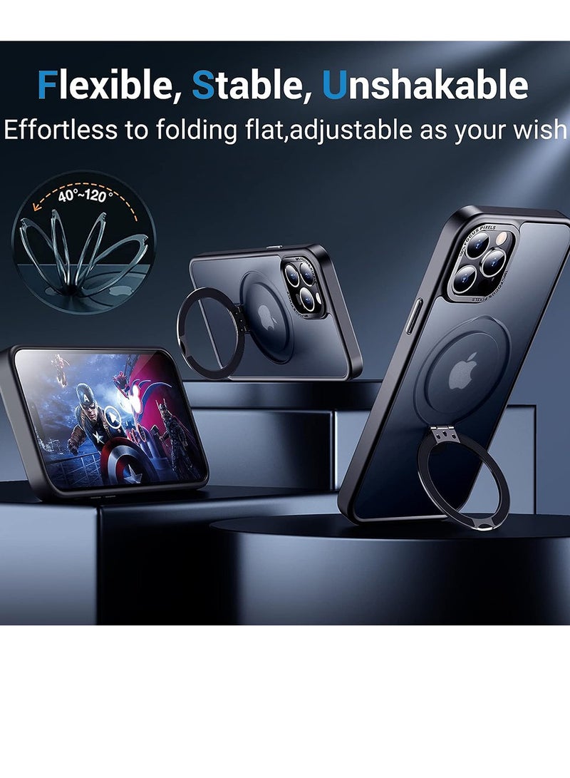 Concretization iPhone 13 Pro Max MagSafe Case with Magnetic Invisible Stand,【Full Shockproof Protection】Matte Back Phone Cover with Magnet Kickstand for Apple 13 Pro Max (2021)(Black) - Image 4