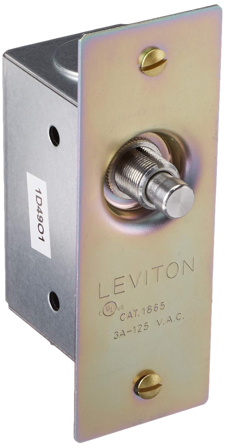 Leviton 1865 Commercial Grade Doorjamb Switch - 3 Amp, 125 Volt, Single-Pole, Momentary Operation, Brass Finish - Image 1