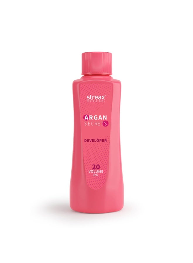 Streax Professional Argan Secret Hair Colourant Developer, Cream Developer for Rich Hair Colour, 20 Volume (6%), 250ml - Image 1