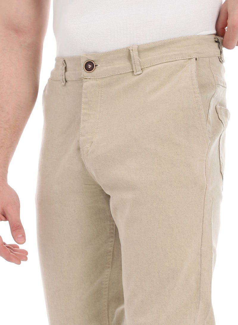 Andora Plain Gabardine Fit Trousers _ Beige  - Image 4
