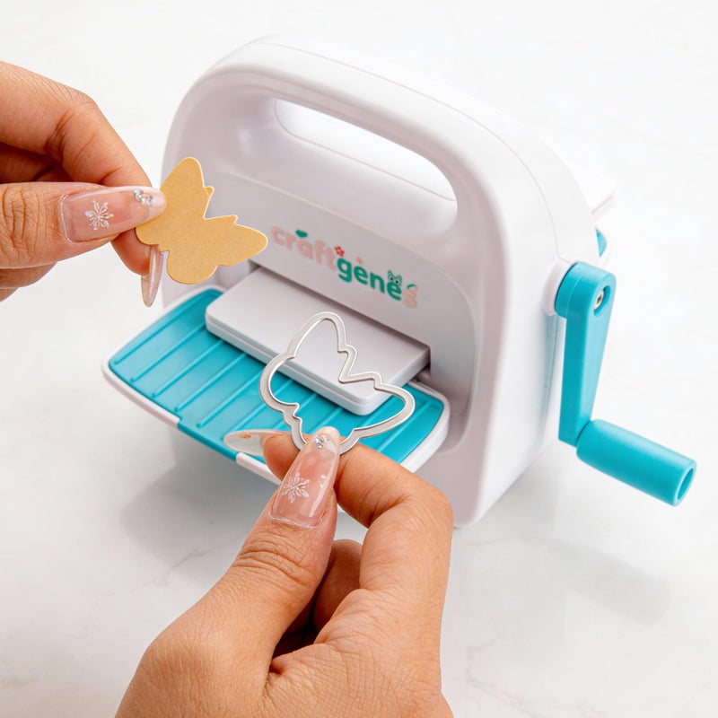 CraftGenes Mini Die Cutting and Embossing Machine with Starter Kit, 8.5 cm (3.5") Feed Slot for 3" Paper, Includes 24 Accessories for DIY Crafts, Card Making & Scrapbooking(Blue) - Image 4