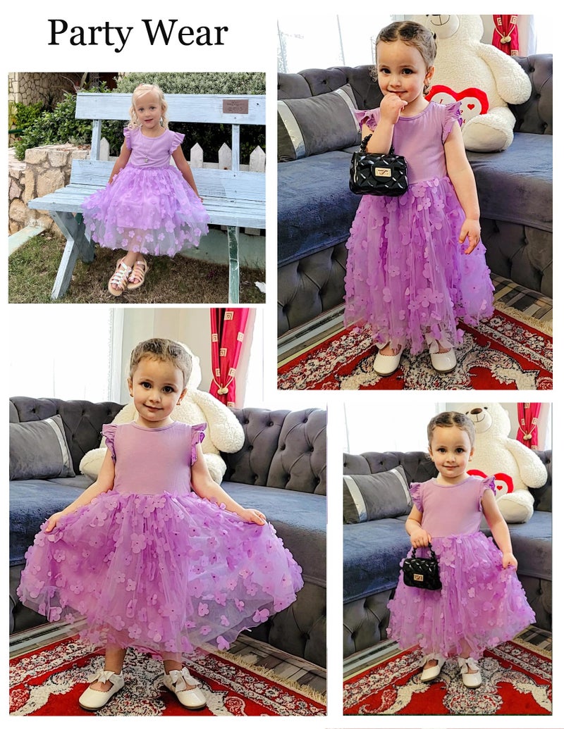 Arshiner Toddler Girls Summer Sundresses Crew Neck Tutu Gown Flower Girls Dresses for Party Wedding (0-Butterfly, 7-8 Years) - Image 5