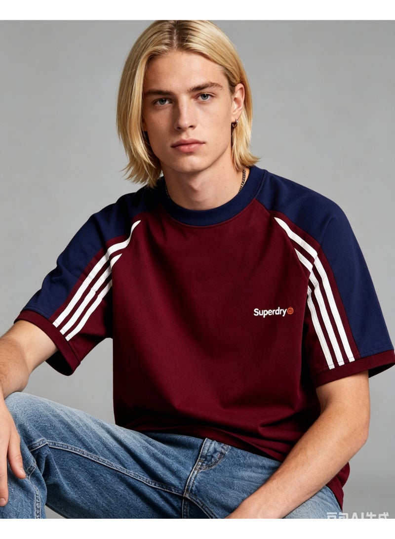 سوبر دراي Superdry street skateboard wind shoulder striped round neck T-shirt loose versatile short-sleeved shirt - Image 5
