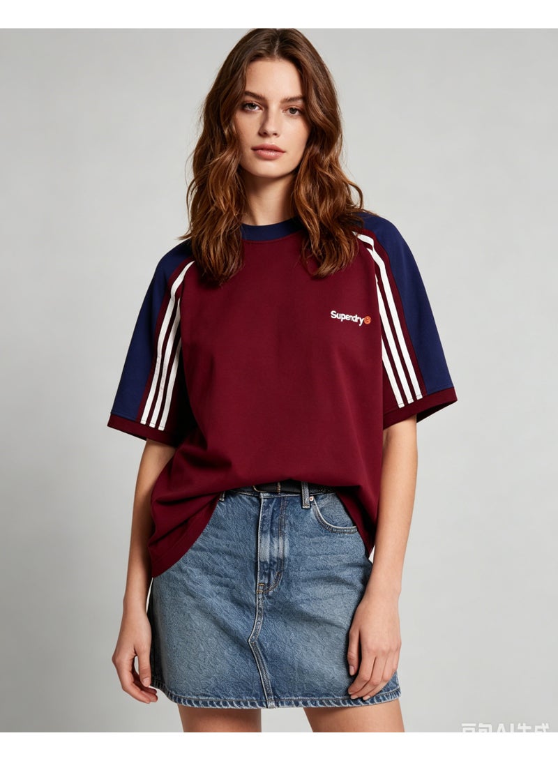سوبر دراي Superdry street skateboard wind shoulder striped round neck T-shirt loose versatile short-sleeved shirt - Image 2