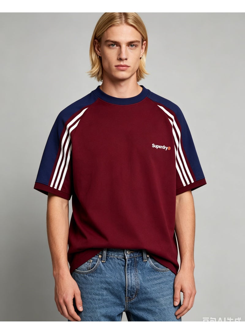 سوبر دراي Superdry street skateboard wind shoulder striped round neck T-shirt loose versatile short-sleeved shirt - Image 1