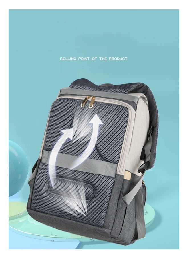 دوكو شنطة ظهر للحفاضات أطفال متعددة الوظائف، شنطة ظهر ذات سعة كبيرة لتغيير الحفاضات، حقيبة رعاية أطفال مقاومة للماء، شنطة ظهر عصرية للأم مع وسادة تغيير محمولة ومنفذ شحن USB، مناسبة للأمهات أو الآباء - Image 5