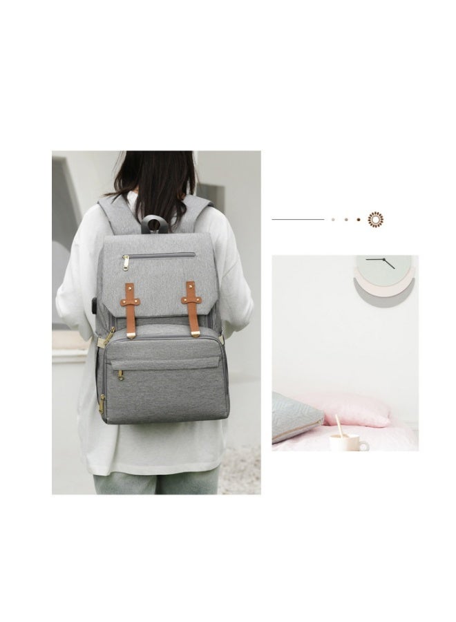 دوكو شنطة ظهر للحفاضات أطفال متعددة الوظائف، شنطة ظهر ذات سعة كبيرة لتغيير الحفاضات، حقيبة رعاية أطفال مقاومة للماء، شنطة ظهر عصرية للأم مع وسادة تغيير محمولة ومنفذ شحن USB، مناسبة للأمهات أو الآباء - Image 4