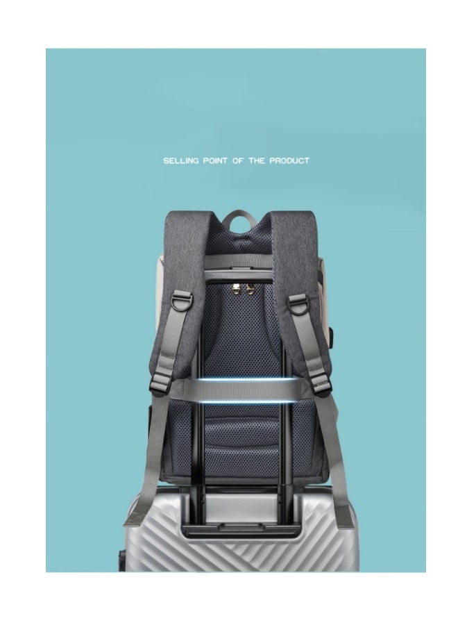 دوكو شنطة ظهر للحفاضات أطفال متعددة الوظائف، شنطة ظهر ذات سعة كبيرة لتغيير الحفاضات، حقيبة رعاية أطفال مقاومة للماء، شنطة ظهر عصرية للأم مع وسادة تغيير محمولة ومنفذ شحن USB، مناسبة للأمهات أو الآباء - Image 2