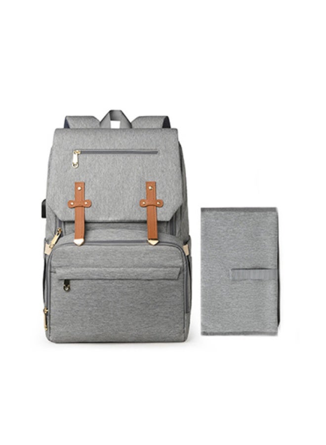 دوكو شنطة ظهر للحفاضات أطفال متعددة الوظائف، شنطة ظهر ذات سعة كبيرة لتغيير الحفاضات، حقيبة رعاية أطفال مقاومة للماء، شنطة ظهر عصرية للأم مع وسادة تغيير محمولة ومنفذ شحن USB، مناسبة للأمهات أو الآباء - Image 1