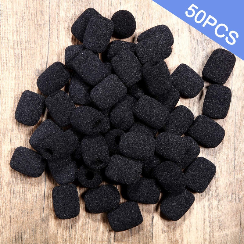 Weewooday 50 Pieces Mini Foam Microphone Windscreen Headset Mic Covers Foam Protection for Small Lapel and Lavalier Microphones(Black) - Image 4