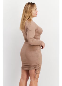 BB Dakota by Steve Madden Women Ribbed Bodycon Dress, Tan  - Image 2