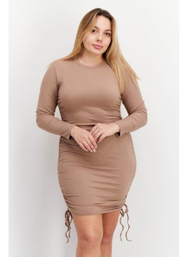 BB Dakota by Steve Madden Women Ribbed Bodycon Dress, Tan  - Image 1