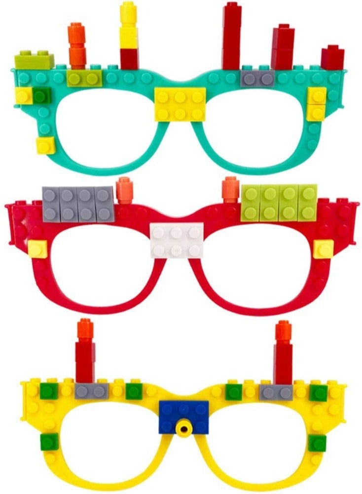 Excefore DIY Building Bricks Toys, Glasses Building Blocks Games for Kids Birthday Party Favor Block Theme Party Supplies - Image 1