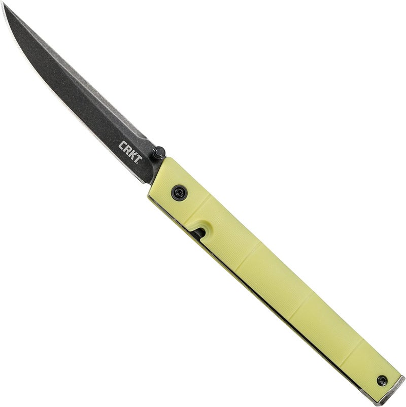 CRKT CEO Everyday Carry EDC Pocket Folding Knife with Liner Lock: Stainless Steel Plain Edge Blade, Glass-Reinforced Nylon Handle, Pocket Clip, 7096YGK - Image 1