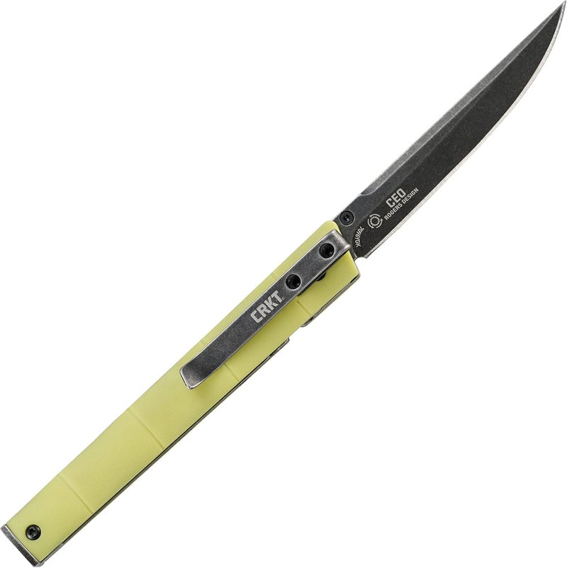 CRKT CEO Everyday Carry EDC Pocket Folding Knife with Liner Lock: Stainless Steel Plain Edge Blade, Glass-Reinforced Nylon Handle, Pocket Clip, 7096YGK - Image 2