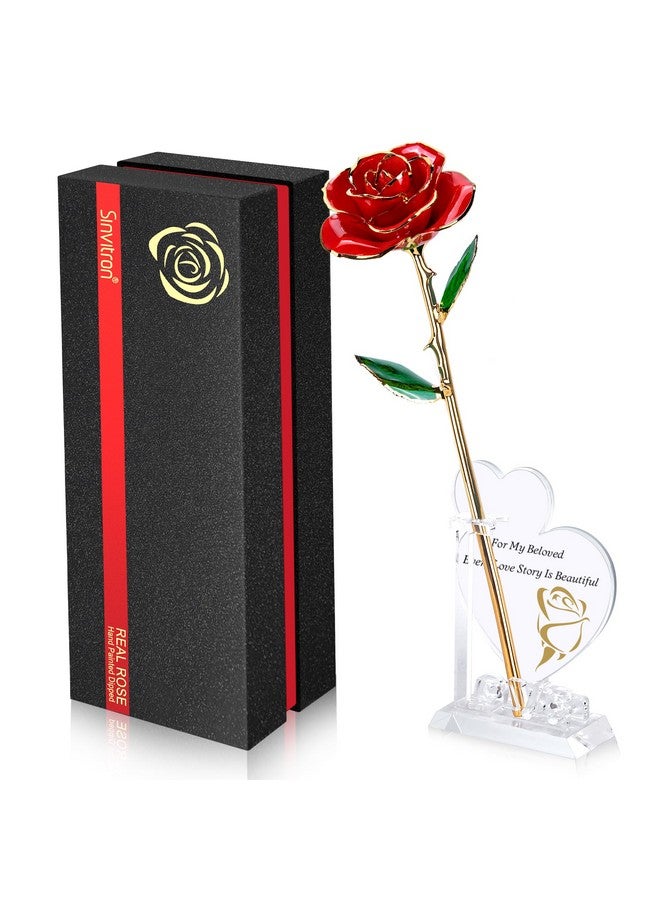 Sinvitron Gold Dipped Infinity Rose - Eternal Resin-Preserved Rose | Forever Flower Decor for Birthdays, Mother’s Day, Anniversaries | Unique Gift for Women, Mom, Wife(Red) - Image 1