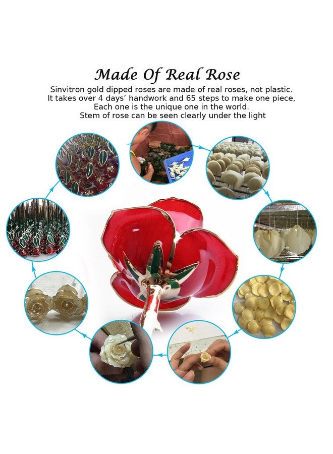 Sinvitron Gold Dipped Infinity Rose - Eternal Resin-Preserved Rose | Forever Flower Decor for Birthdays, Mother’s Day, Anniversaries | Unique Gift for Women, Mom, Wife(Red) - Image 4
