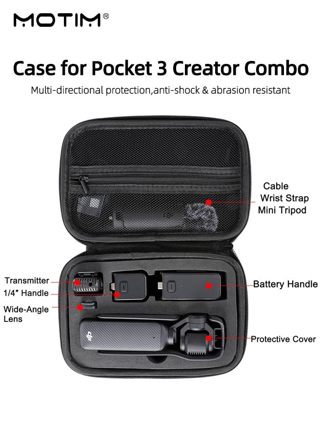 Motim Carrying Case for DJI Osmo Pocket 3, Portable EVA Hard Protective Storage Bag Travel Bag for DJI Osmo Pocket 3, Water-Resistant Shockproof Bag with Hand Straps - Image 2