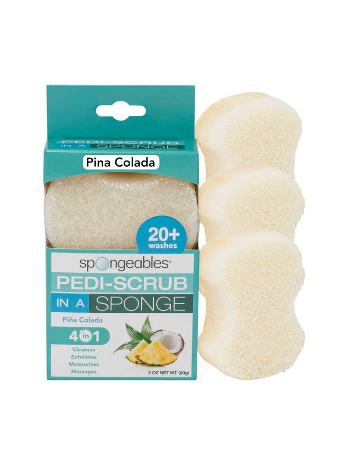 Spongables Pedi Scrub Foot Exfoliating 20+ Wash Sponge, Pina Colada, 3 Count