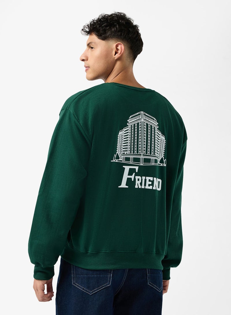 Seventy Five Graphic Crew Neck Pullover Oversize Sweatshirt - Image 2