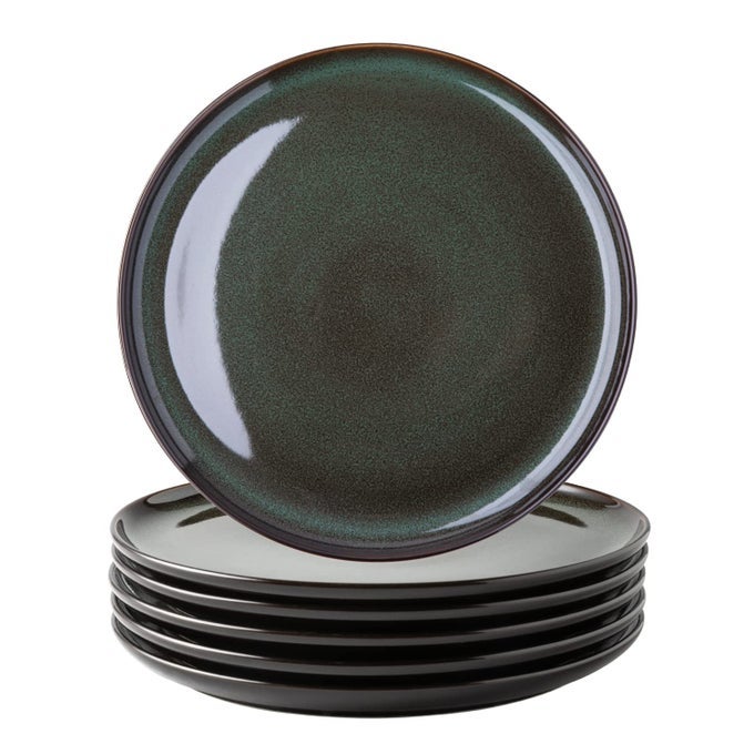 CERAMIC DINNER PLATES SET OF 6 105 INCH REACTIVE GLAZE PORCELAIN PLATES MODERN SHAPE DINNERWARE DISHES SET FOR KITCHENMICROWAVEDISHWASHEROVEN SAFE SCRATCH RESISTANTGREEN