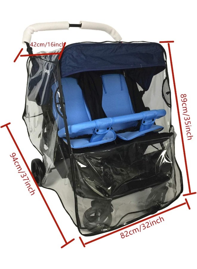 Ezkindheit Weather Shield for Double Stroller Universal Side by Side Baby Stroller Rain Cover - Image 3