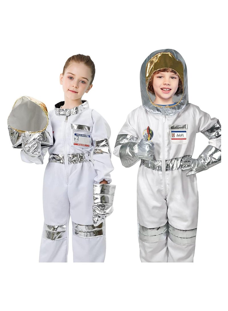 Kids Spaceman Costume Child Astronaut Costume Spaceman Role Play Costume Set Kids Fancy Dress Outfit Halloween Costumes White Spacesuit for Boys and Girl 3 to 6 Years - Image 1