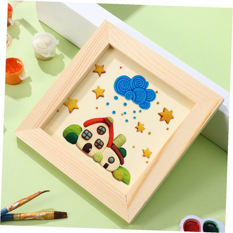 غارنيك 5 قطع إطارات صور خشبية DIY لمشاريع الحرف اليدوية 20x20 سم إطارات صور طينية ضحلة بحجم داخلي 16.5x16.5 سم للأولاد - Image 5