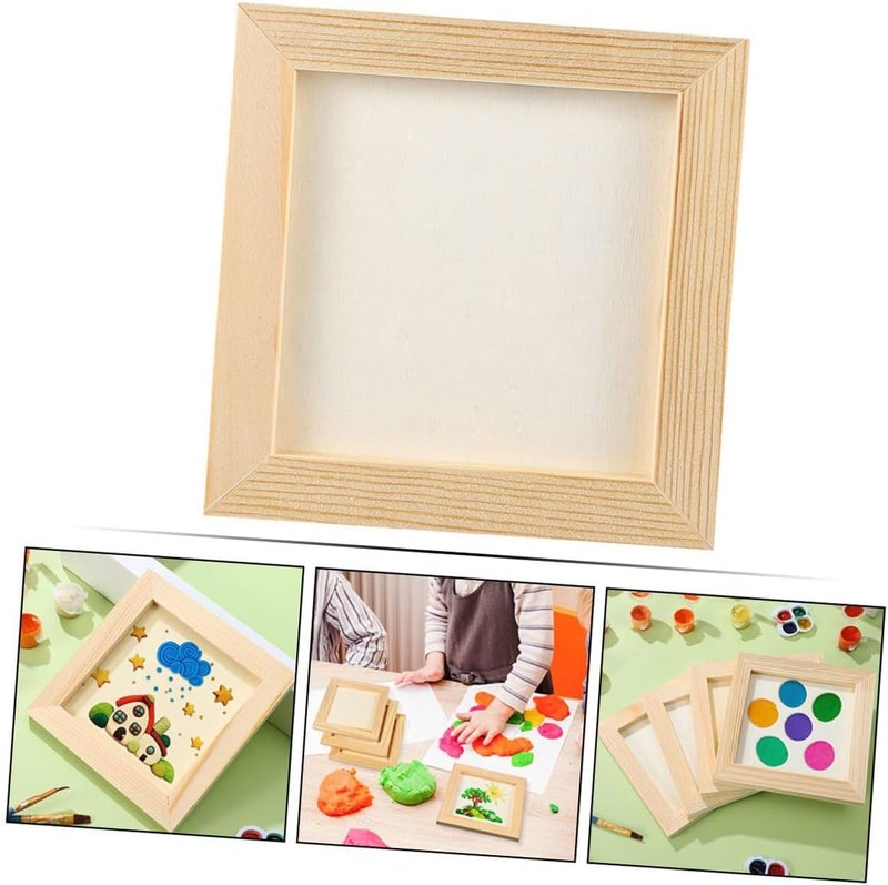 غارنيك 5 قطع إطارات صور خشبية DIY لمشاريع الحرف اليدوية 20x20 سم إطارات صور طينية ضحلة بحجم داخلي 16.5x16.5 سم للأولاد - Image 3