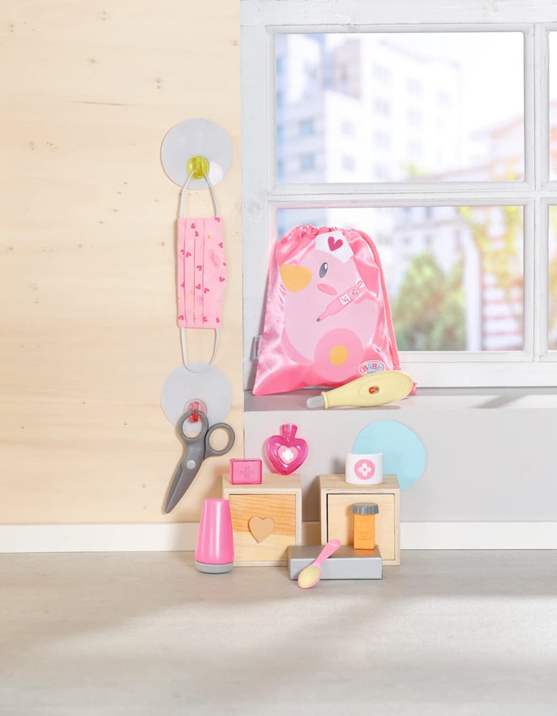 Baby Born Baby born First Aid Kit 834091 - Accessories for Baby born Dolls - Includes 9 Medical Doll Accessories and Drawstring Pouch - Suitable for Kids from 3+, Pink - Image 2