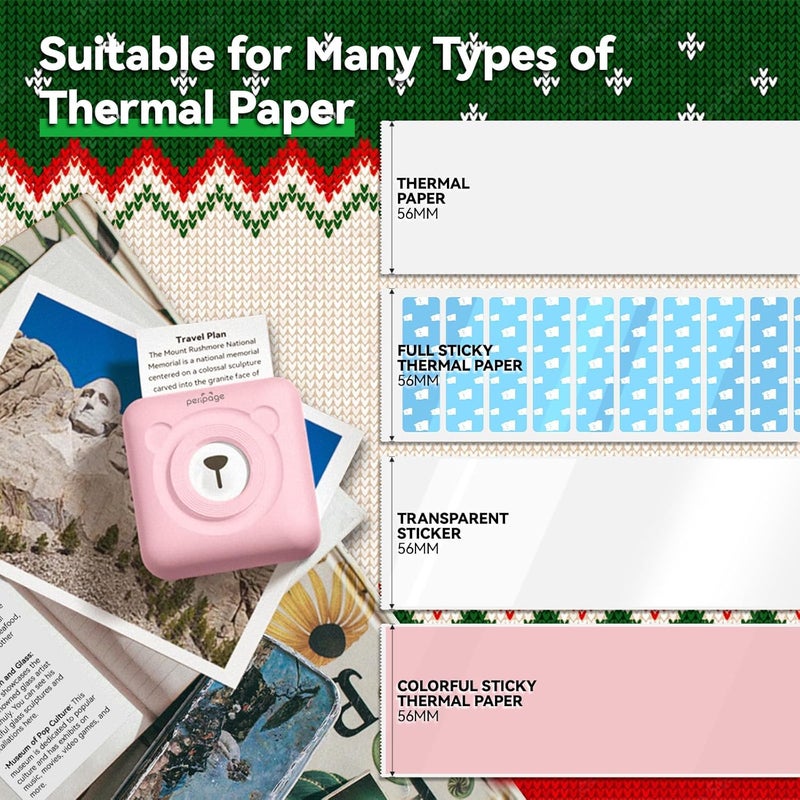 PeriPage A6 Mini Printer, Portable Thermal Printer, 304 DPI Ultra HD Resolution, Connect Mobile Phone via APP Bluetooth, Can Print Labels, Stickers, Thermal Paper, Cute Appearance, Can Be a Gift,Pink - Image 4
