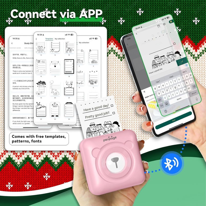PeriPage A6 Mini Printer, Portable Thermal Printer, 304 DPI Ultra HD Resolution, Connect Mobile Phone via APP Bluetooth, Can Print Labels, Stickers, Thermal Paper, Cute Appearance, Can Be a Gift,Pink - Image 5