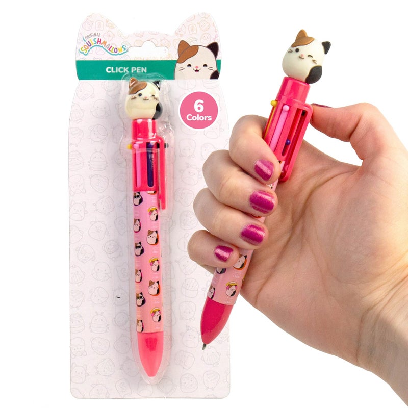 Squishmallows Original Squishmallows Multicolor Pen, Novelty Pen With 6 Inks and Cam the Cat Topper, Cool School Supplies, Cute Pens and Stationery, Gifts for Girls, Back to School Stuff - Image 1