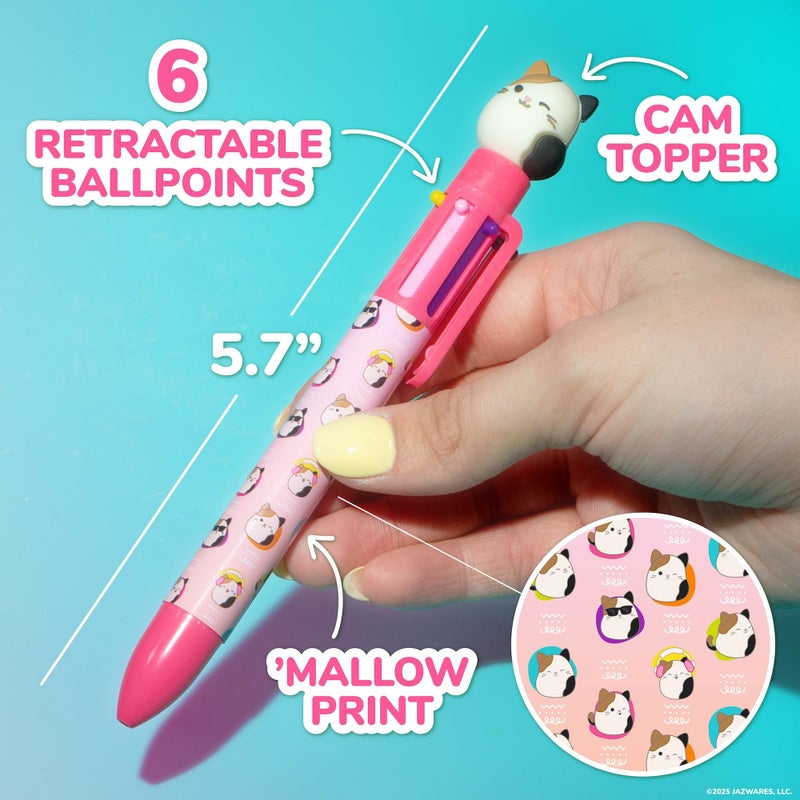 Squishmallows Original Squishmallows Multicolor Pen, Novelty Pen With 6 Inks and Cam the Cat Topper, Cool School Supplies, Cute Pens and Stationery, Gifts for Girls, Back to School Stuff - Image 5