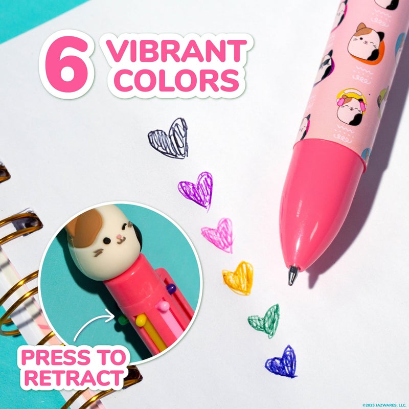 Squishmallows Original Squishmallows Multicolor Pen, Novelty Pen With 6 Inks and Cam the Cat Topper, Cool School Supplies, Cute Pens and Stationery, Gifts for Girls, Back to School Stuff - Image 3