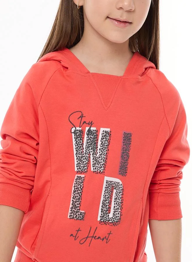 victor and jane Victor And Jane Girls Coral Graphic Hoodie and Joggers Set
