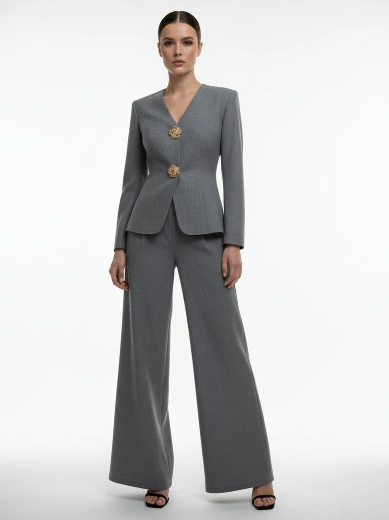 أوجيدر Grey Suit And Pant Co-Ord Set