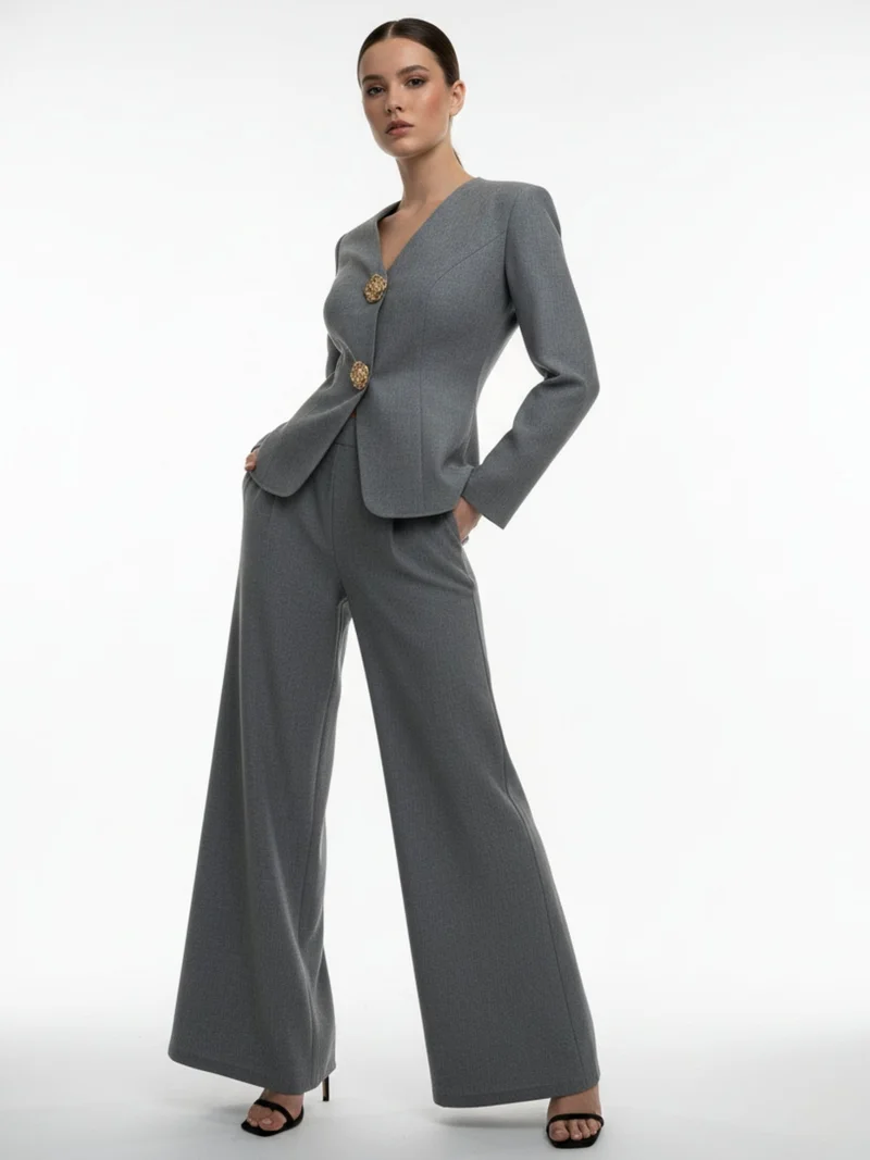 أوجيدر Grey Suit And Pant Co-Ord Set
