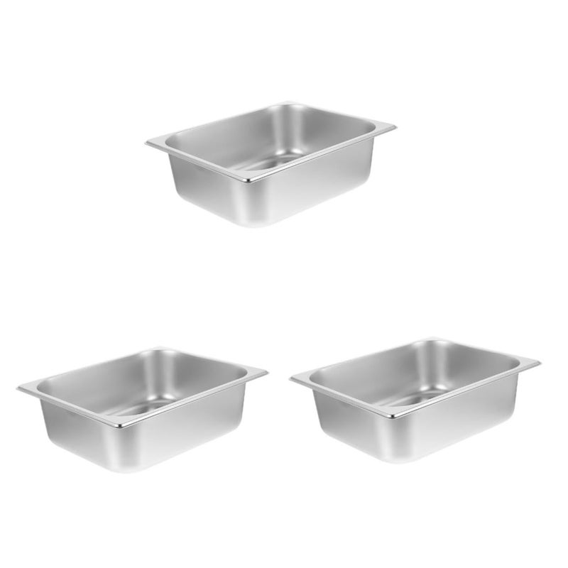 3 Pack Stainless Steel Buffet Pan Serving Trays 32 30X17 20X6 50CM Meal Prep Food Containers Easy Clean - Image 2