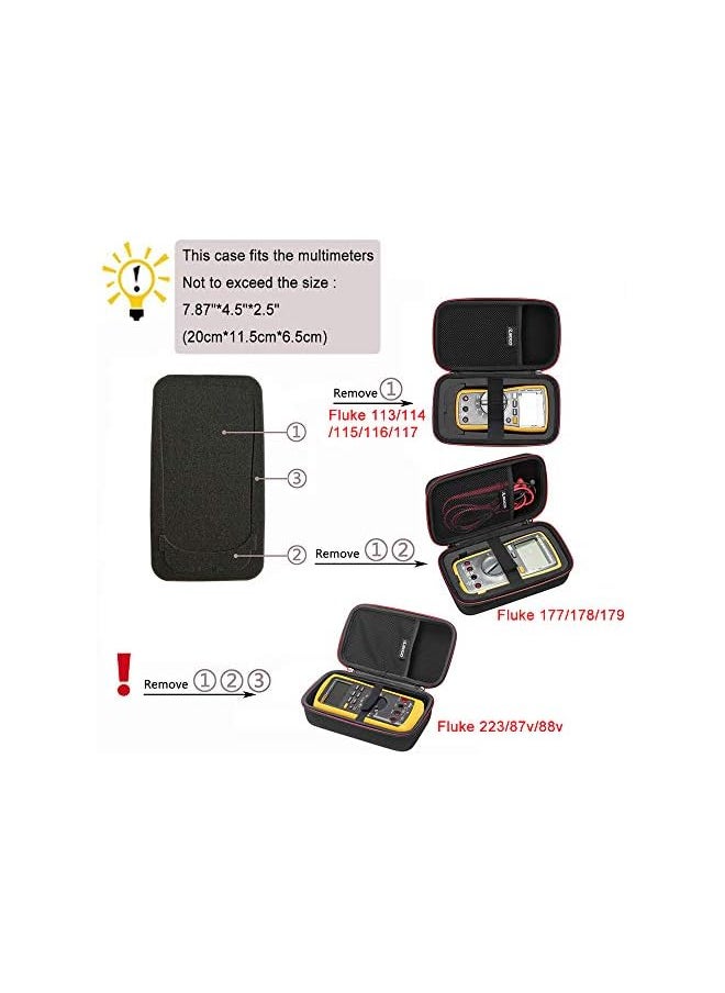 RLSOCO RLSOCO Carrying Case for Fluke 15B+/17B+/101/107/106 & Fluke 179/117/115/116/233/114/113/178 Digital Multimeter and more (with DIY Foam) (Red Zip)  - Image 4