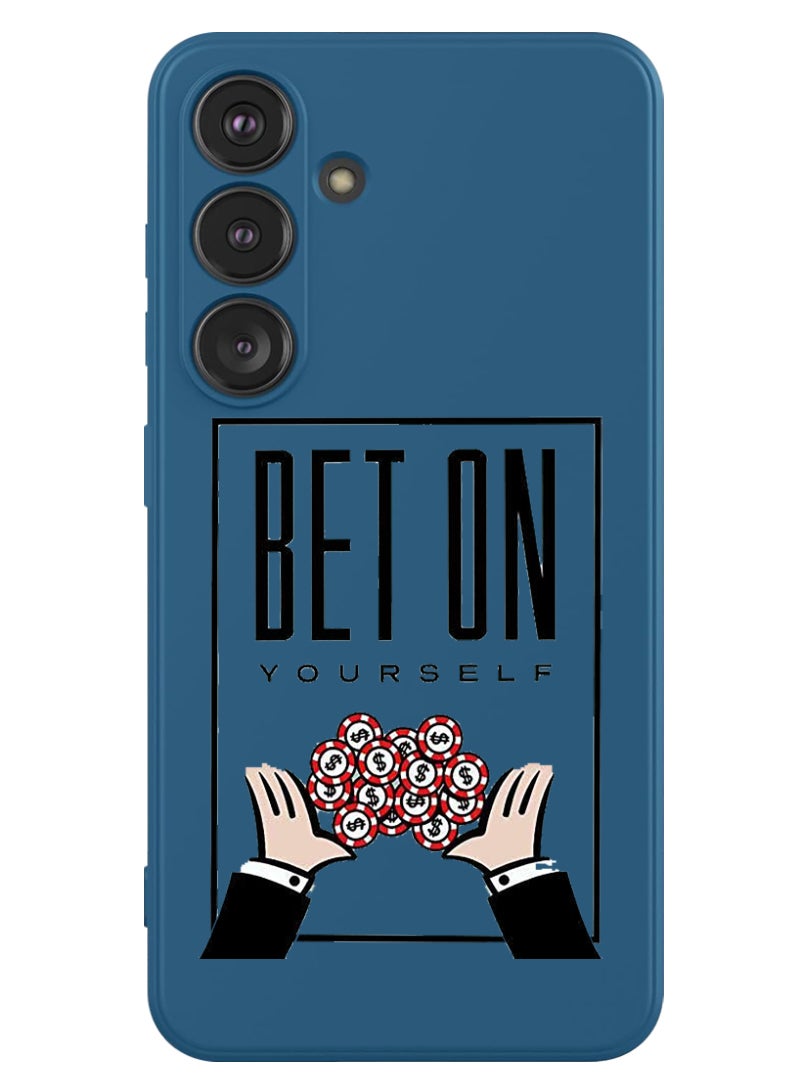 Theodor Protective Slim Fit Case Liquid Silicone Cover with Full Body Protection Anti-Scratch Shockproof Case For Samsung Galaxy S24 (Blue) - Bet on yourself - Image 1