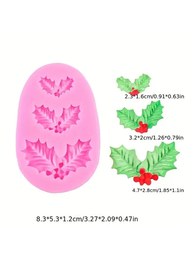 Silicone Christmas Holly Berry Mold Non Toxic Pink Baking Candy Chocolate Fondant Molds - Image 3