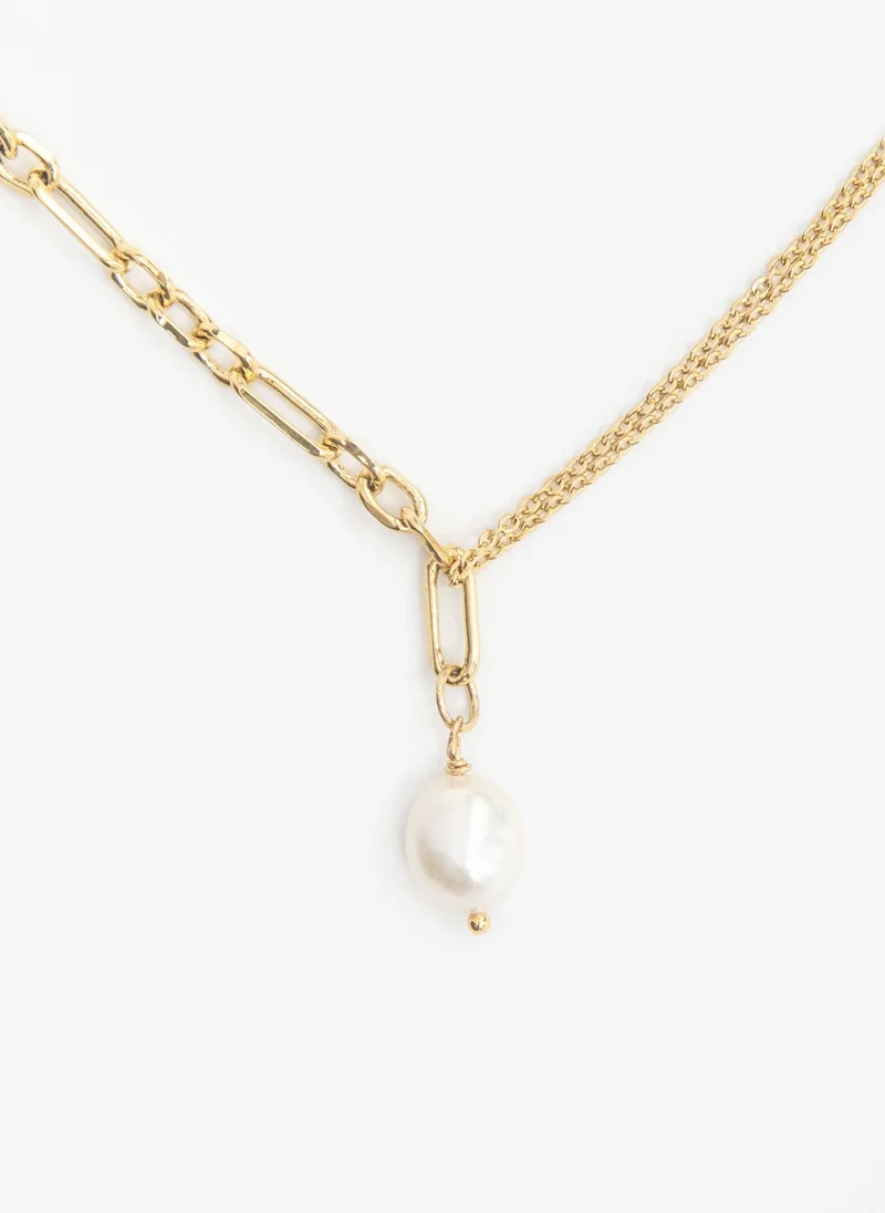 Lichi Pearl asymmetric chain necklace