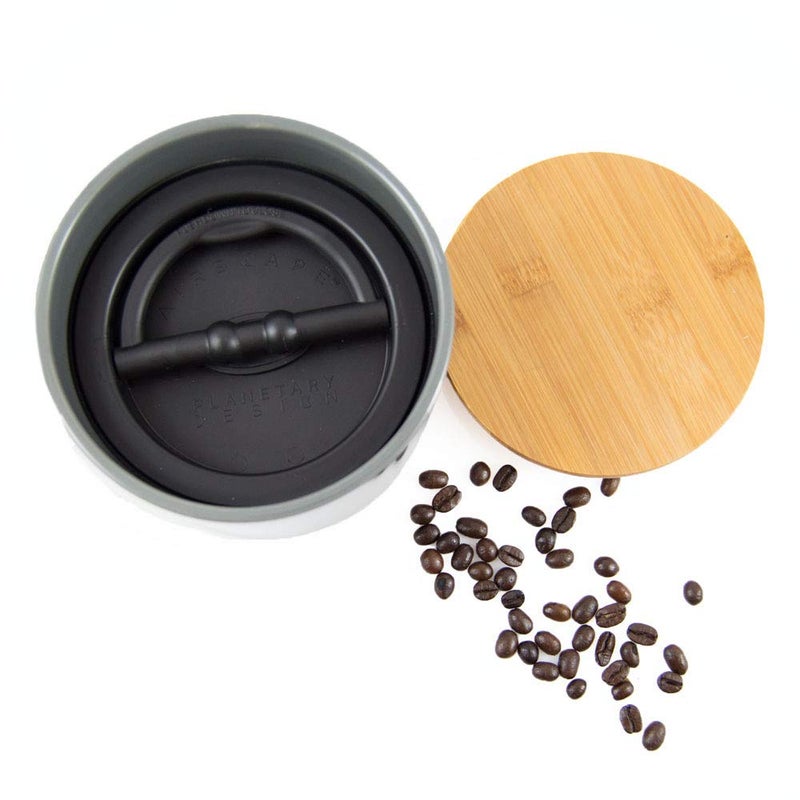 Planetary Design AirScape Planetary Design Ceramic Coffee and Food Storage Canister â€“ Small 4-inch â€“ US Patented Airtight Inner Lid â€“ White with Bamboo Top - Image 4