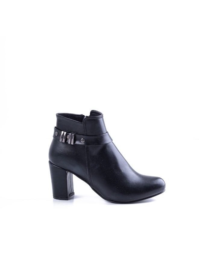 لايف ستيلاش  بوت كعب عالي جلد بسوسته - اسود R-19 - Image 1